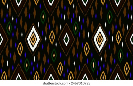 Seamless pattern with multicolored diamonds. Geometric chevron abstract illustration, wallpaper. Tribal ethnic vector texture. Aztec style. Folk embroidery. Indian, Scandinavian, African rug.