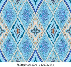 Seamless pattern with multicolored diamonds. Geometric chevron abstract illustration, wallpaper. Tribal ethnic vector texture. Aztec style. Folk embroidery. Indian, Scandinavian, African rug.
