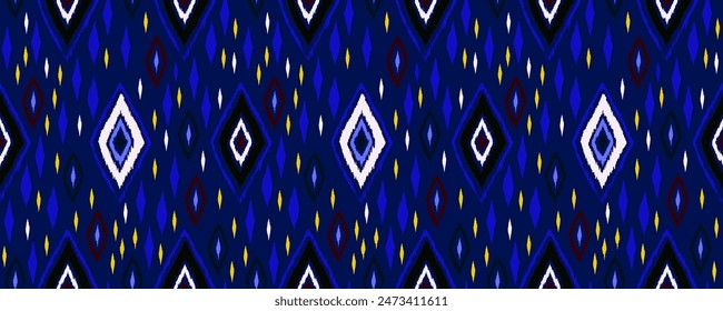 Seamless pattern with multicolored diamonds. Geometric chevron abstract illustration, wallpaper. Tribal ethnic vector texture. Aztec style. Folk embroidery. Indian, Scandinavian, African rug.