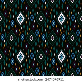 Seamless pattern with multicolored diamonds. Geometric chevron abstract illustration, wallpaper. Tribal ethnic vector texture. Aztec style. Folk embroidery. Indian, Scandinavian, African rug.