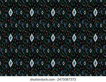 Seamless pattern with multicolored diamonds. Geometric chevron abstract illustration, wallpaper. Tribal ethnic vector texture. Aztec style. Folk embroidery. Indian, Scandinavian, African rug.