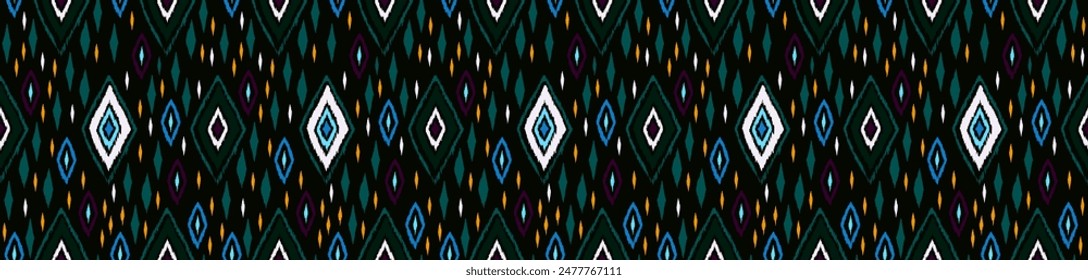 Seamless pattern with multicolored diamonds. Geometric chevron abstract illustration, wallpaper. Tribal ethnic vector texture. Aztec style. Folk embroidery. Indian, Scandinavian, African rug.
