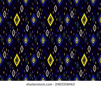 Seamless pattern with multicolored diamonds. Geometric chevron abstract illustration, wallpaper. Tribal ethnic vector texture. Aztec style. Folk embroidery. Indian, Scandinavian, African rug.