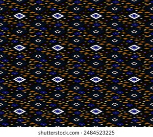 Seamless pattern with multicolored diamonds. Geometric chevron abstract illustration, wallpaper. Tribal ethnic vector texture. Aztec style. Folk embroidery. Indian, Scandinavian, African rug.