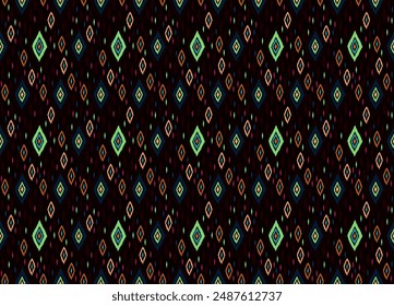 Seamless pattern with multicolored diamonds. Geometric chevron abstract illustration, wallpaper. Tribal ethnic vector texture. Aztec style. Folk embroidery. Indian, Scandinavian, African rug.