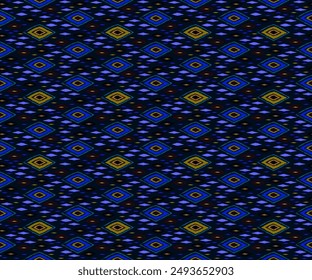 Seamless pattern with multicolored diamonds. Geometric chevron abstract illustration, wallpaper. Tribal ethnic vector texture. Aztec style. Folk embroidery. Indian, Scandinavian, African rug.