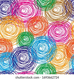 seamless pattern with multicolored doodle circles