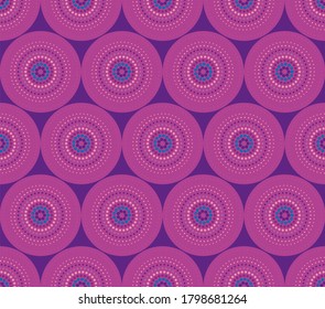 Seamless pattern multicolored pattern with dotted halftone circles. Stylish geometric texture. Modern abstract background. Wallpaper, textile patch, wrapping paper, page filling, spider web.