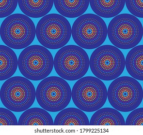 Seamless pattern multicolored pattern with dotted halftone circles. Stylish geometric texture. Modern abstract background. Wallpaper, textile patch, wrapping paper, page filling, spider web.
