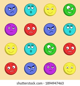 Seamless pattern with multicolored emoji on a light background.