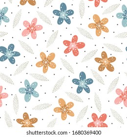 Seamless pattern with multi-colored flowers.