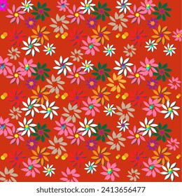 Seamless pattern with multi-colored flowers.