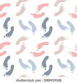 Seamless pattern with multicolored footprints. EPS 10.