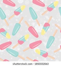 Nahtloses Muster aus mehrfarbigem Fruchteis. Vektorgrafik für Ihr Design.
