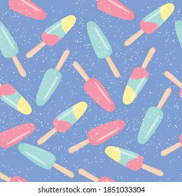 Seamless pattern from multicolored fruit ice cream. Vector illustration for your design.
