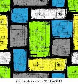 seamless pattern with multicolored geometric grunge elements
