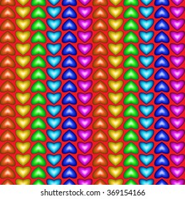 Seamless pattern with multicolored hearts for background or texture