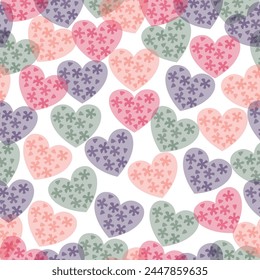  Seamless pattern. Multicolored hearts. Bright pattern. Funky vivid background