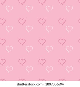patrón impecable, corazones multicolores dibujados a mano sobre un fondo rosado