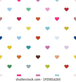 Seamless pattern from multi-colored hearts. Pop art background. Vector illustration
