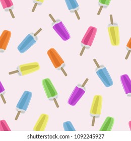 Seamless pattern of multicolored ice cream on a pink background