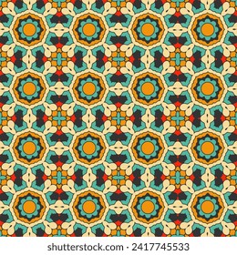 Seamless pattern with multi-colored interlacing ornament. Vector illustration