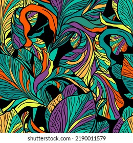 Seamless pattern multicolored irises. Vector illustration