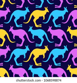 seamless pattern multi-colored kangaroo