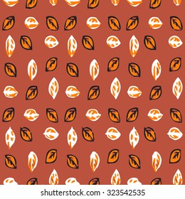 Seamless pattern with multicolored leaf on red background. Can be used for packaging, invitations, wallpaper, pattern fills, web page background, surface textures and textile.