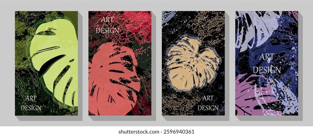 Seamless pattern of multicolored leaves. Background for poster or cover.  Set of isolated elements autumn leaves wild grapes, linden, maple, oak, dogrose. 