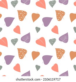 Seamless pattern multicolored leaves on a white background.