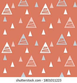 
Seamless pattern. Multi-colored mountains on a ginger background. Ideal for baby products, backgrounds, wallpapers. Modern cute illustration.