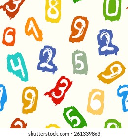 Seamless Pattern with Multicolored Numerals