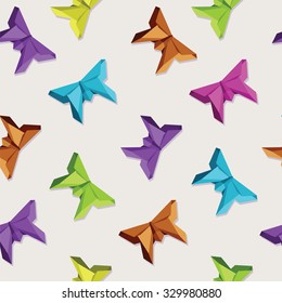 Seamless pattern from multicolored origami butterflies