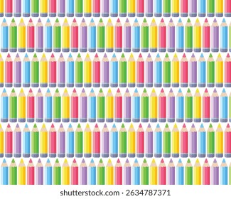 Seamless pattern of multicolored pencils. Vector illustration.