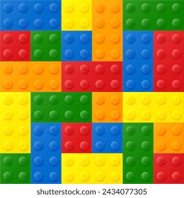 Seamless pattern of multicolored plastic blocks. Creative vector background