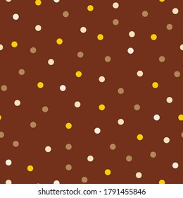 Seamless pattern. Multicolored polka dots against bright background. Vector chaotically repeating round textures.