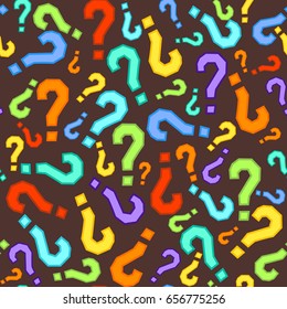 Seamless pattern with multicolored question marks. Just an infinite texture from the survey records. Seamless Question Mark Doubt Pattern Background. Vector illustration.