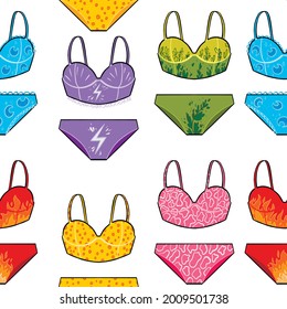 Seamless pattern with multi-colored rainbow underwear