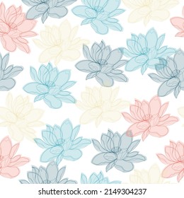 Seamless pattern of multi-colored roses.   Modern design.Serenity and rose quartz background. Abstract seamless pattern.