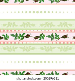 seamless pattern of the multicolored roses on striped background