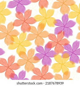 Seamless Pattern - Multicolored Roses. Vector seamless pattern. Illustration in flat cartoon style.