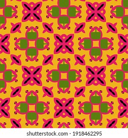 
 Seamless pattern with multicolored shapes.
