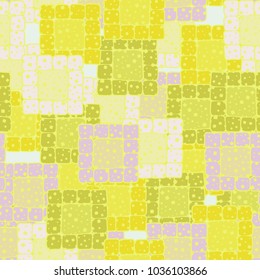 Seamless pattern of multi-colored sloppy squares collected in groups. Stylish grunge camouflage.