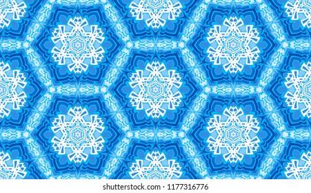 Seamless pattern. Multicolored snowflakes. Shades of ice.