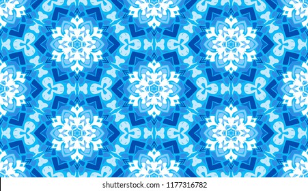 Seamless pattern. Multicolored snowflakes. Shades of ice.