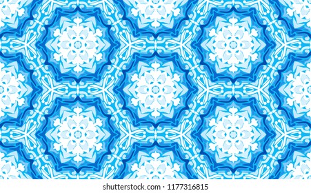 Seamless pattern. Multicolored snowflakes. Shades of ice.