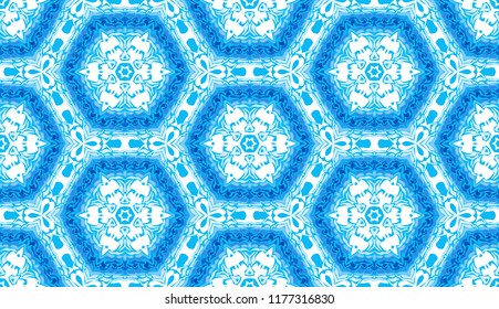 Seamless pattern. Multicolored snowflakes. Shades of ice.