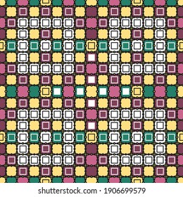Seamless pattern with multicolored square tiles. Imitation of a mosaic. Vector illustration