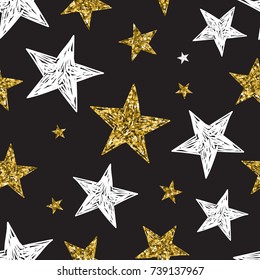 Patrón transparente con colección de estrellas multicolores. Fondo colorido. Papel pintado decorativo, bueno para imprimir. Diseño de ilustración vectorial. Fondo superpuesto dibujado a mano, impresión